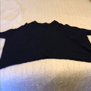 Navy blue wool poncho style sweater
